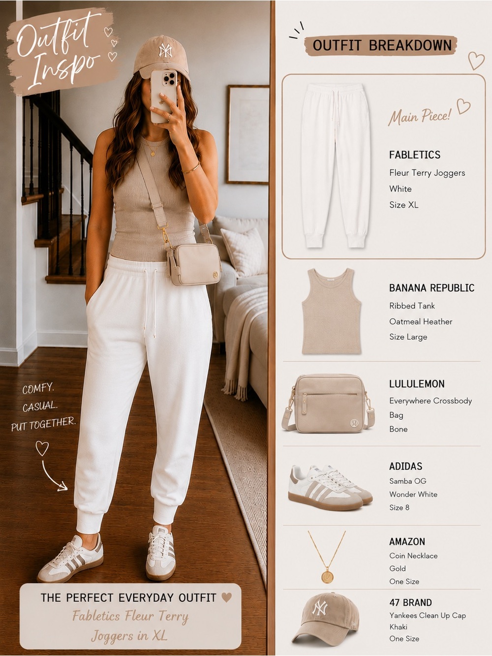 Fabletics Fleur Terry White Jogger XL